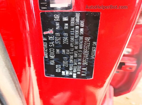 3KPF24AD8PE622148 2023 KIA FORTE Красный Вид наклейки с VIN-кодом