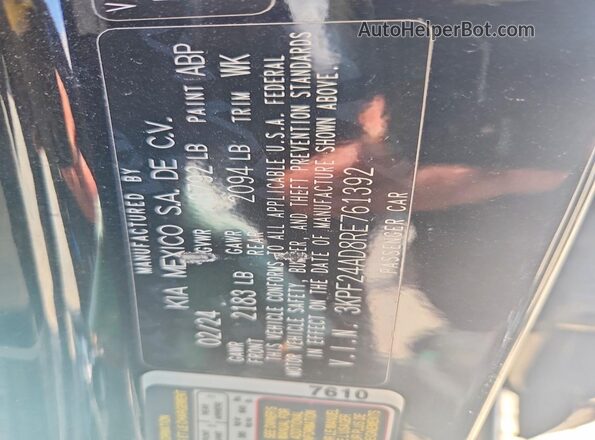 3KPF24AD8RE761392 2024 KIA FORTE Black Շարժիչի բաժամունքի տեսք