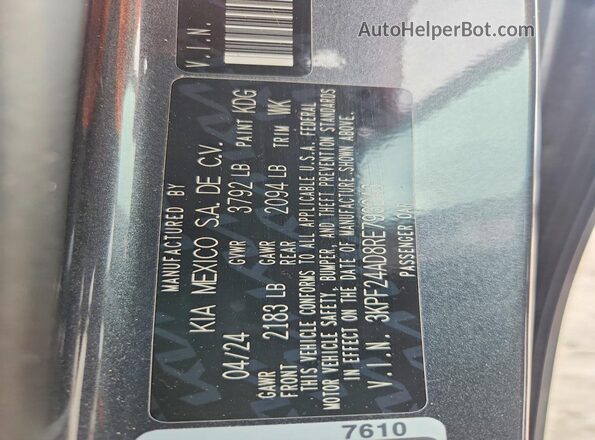 3KPF24AD8RE793243 2024 KIA FORTE Gray ძრავის განყოფილების ხედი