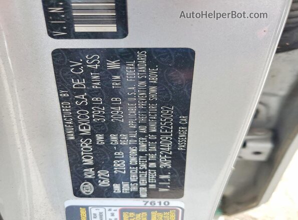 3KPF24AD9LE255092 2020 KIA FORTE Серебряный Вид подкапотного пространства