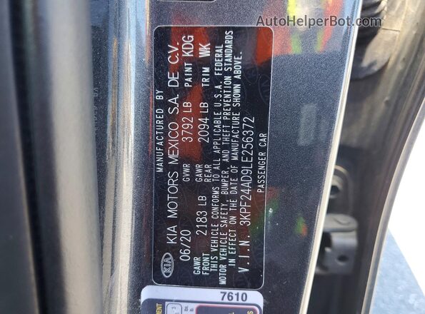3KPF24AD9LE256372 2020 KIA FORTE Угольный Вид подкапотного пространства