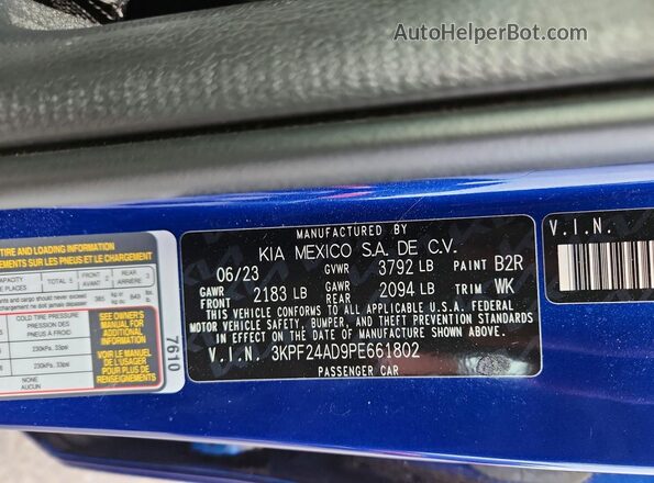 3KPF24AD9PE661802 2023 KIA FORTE Blue Engine compartment view