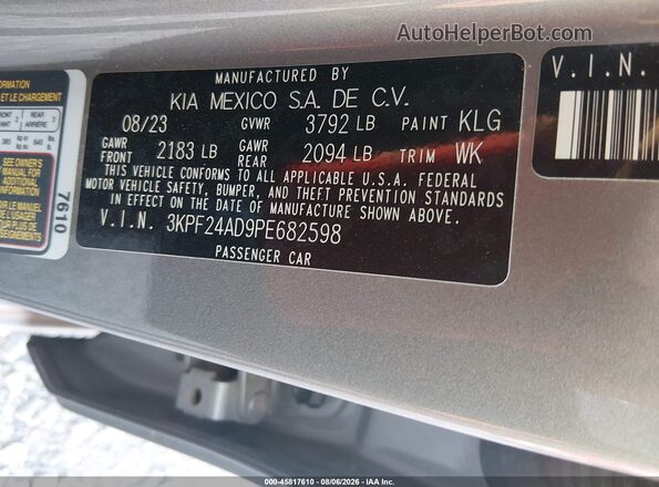 3KPF24AD9PE682598 2023 KIA FORTE Серый Вид подкапотного пространства