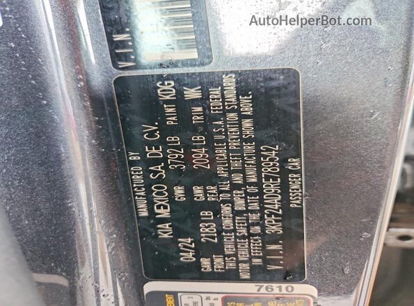 3KPF24AD9RE789542 2024 KIA FORTE Gray ძრავის განყოფილების ხედი