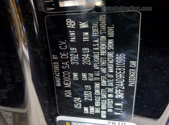 3KPF24AD9RE810986 2024 KIA FORTE Black Շարժիչի բաժամունքի տեսք