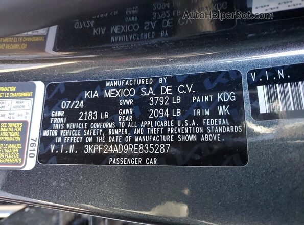 3KPF24AD9RE835287 2024 KIA FORTE Gray Vista del compartimento del motor