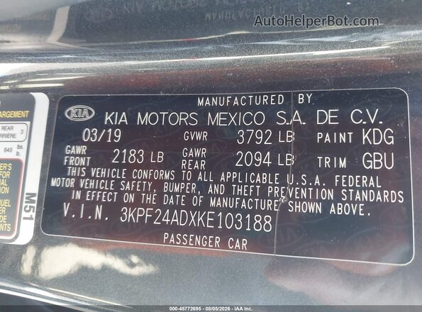 3KPF24ADXKE103188 2019 KIA FORTE Dark Blue Widok komory silnika