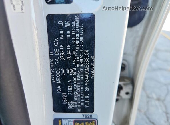 3KPF34AD1ME388184 2021 KIA FORTE White Вид підкапотного простору