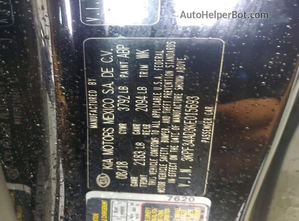 3KPF34AD3KE015693 2019 KIA FORTE Черный Вид наклейки с VIN-кодом