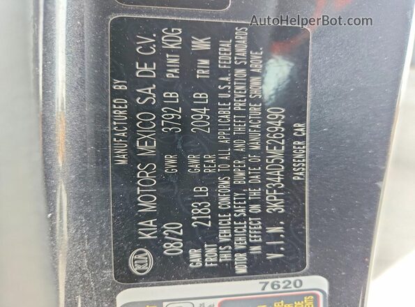 3KPF34AD5ME269490 2021 KIA FORTE Charcoal 