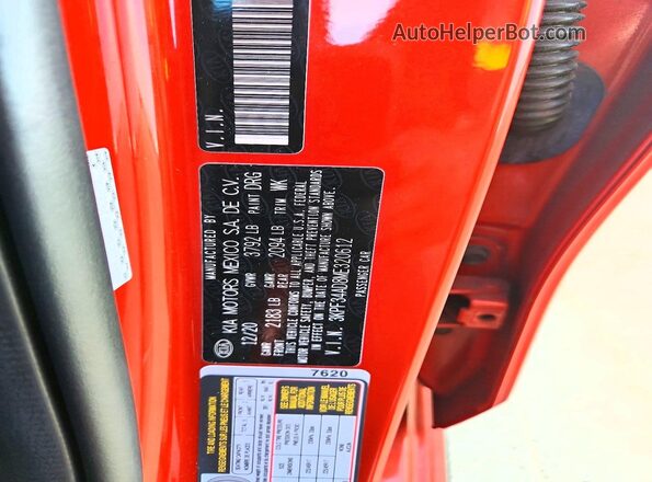 3KPF34AD8ME320612 2021 KIA FORTE Orange Widok naklejki z numerem VIN