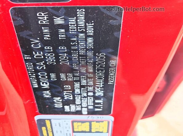 3KPF44AC0RE752056 2024 KIA FORTE Red Widok komory silnika