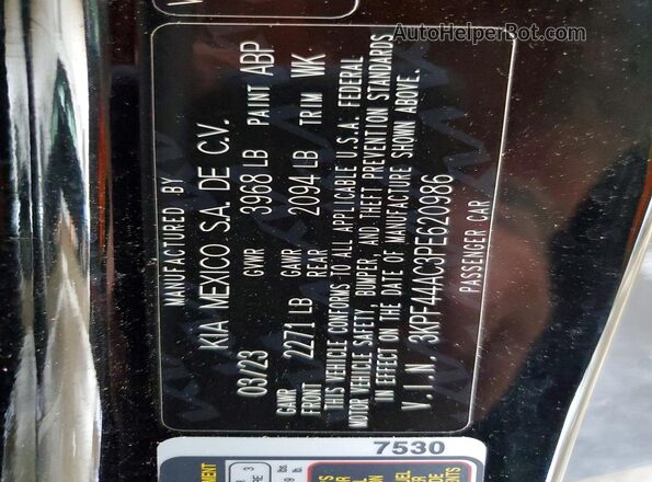3KPF44AC3PE620986 2023 KIA FORTE Черный Вид наклейки с VIN-кодом