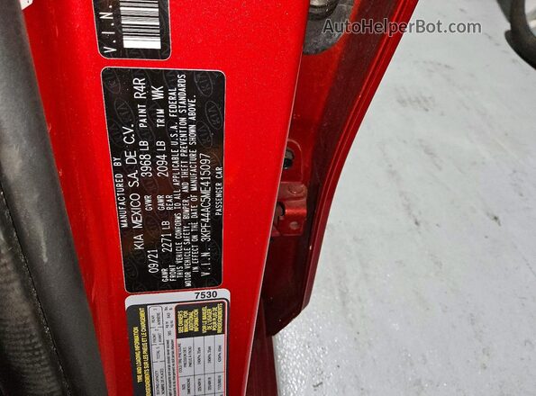 3KPF44AC5ME415097 2021 KIA FORTE Red 