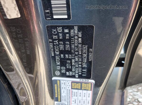 3KPF44AC6ME286562 2021 KIA FORTE Charcoal VIN կոդի պիտակի տեսք