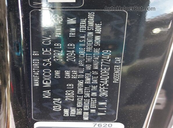 3KPF54AD0RE772409 2024 KIA FORTE Black Vista del compartimento del motor