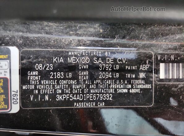 3KPF54AD1PE679332 2023 KIA FORTE Black Vista de la etiqueta del VIN