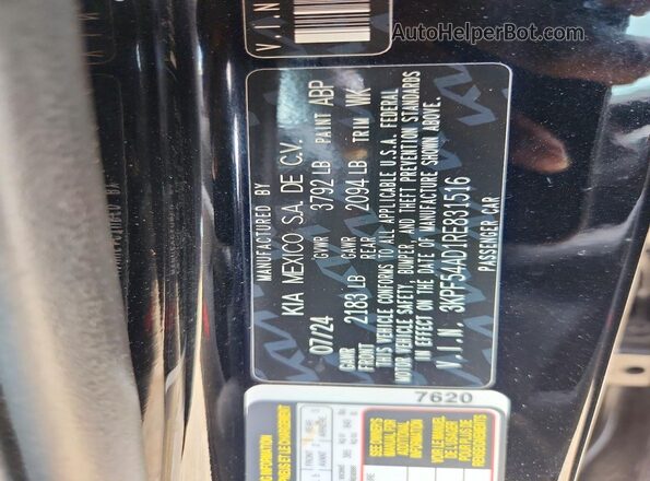 3KPF54AD1RE831516 2024 KIA FORTE Black Vista del compartimento del motor