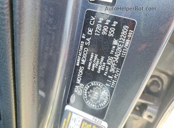 3KPF54AD2KE122809 2019 KIA FORTE Gray Vista del compartimento del motor