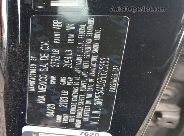 3KPF54AD2PE625263 2023 KIA FORTE Black Vista de la etiqueta del VIN