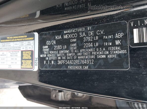 3KPF54AD2RE764912 2024 KIA FORTE Black Engine compartment view