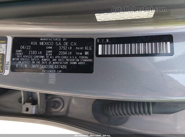 3KPF54AD3NE487486 2022 KIA FORTE Black ძრავის განყოფილების ხედი