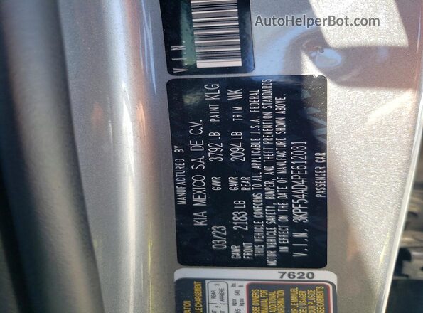 3KPF54AD4PE612031 2023 KIA FORTE Gray Widok komory silnika