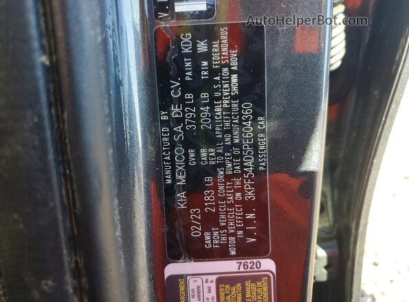 3KPF54AD5PE604360 2023 KIA FORTE Black ძრავის განყოფილების ხედი
