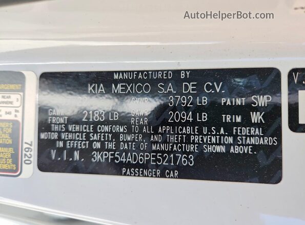 3KPF54AD6PE521763 2023 KIA FORTE White Вид підкапотного простору