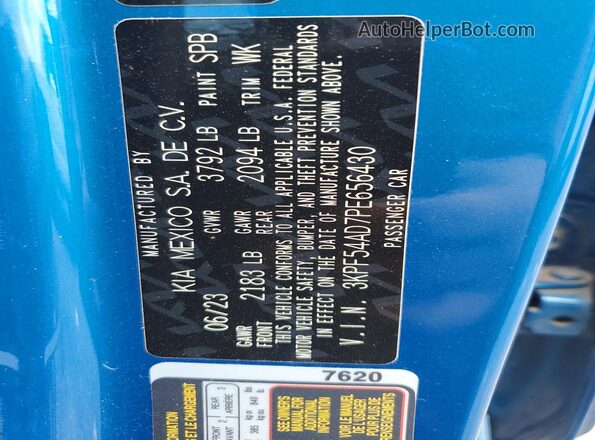 3KPF54AD7PE656430 2023 KIA FORTE Синий Вид подкапотного пространства