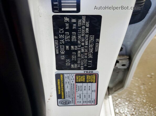3KPF54AD7RE775663 2024 KIA FORTE White VIN կոդի պիտակի տեսք