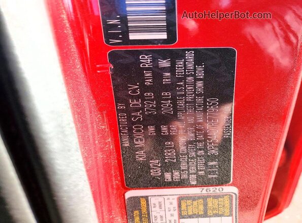 3KPF54AD7RE779650 2024 KIA FORTE Red ძრავის განყოფილების ხედი