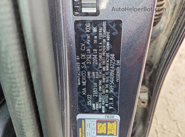 3KPF54AD8NE472594 2022 KIA FORTE Gray Widok komory silnika