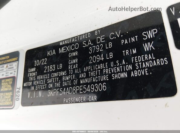 3KPF54AD8PE549306 2023 KIA FORTE Белый Вид подкапотного пространства
