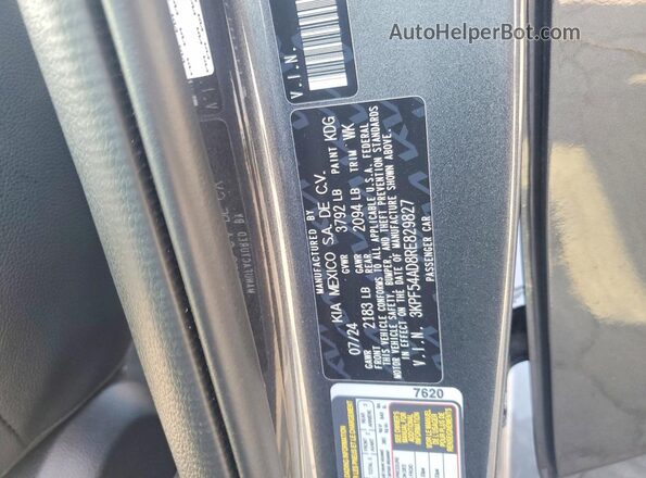 3KPF54AD8RE829827 2024 KIA FORTE Gray VIN კოდის სტიკერის ხედი