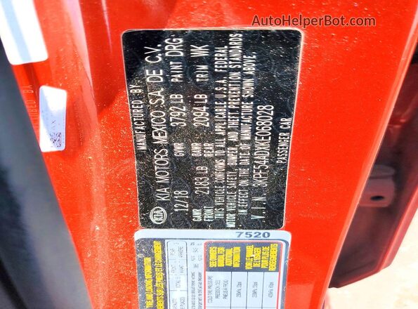 3KPF54ADXKE068028 2019 KIA FORTE Orange Շարժիչի բաժամունքի տեսք