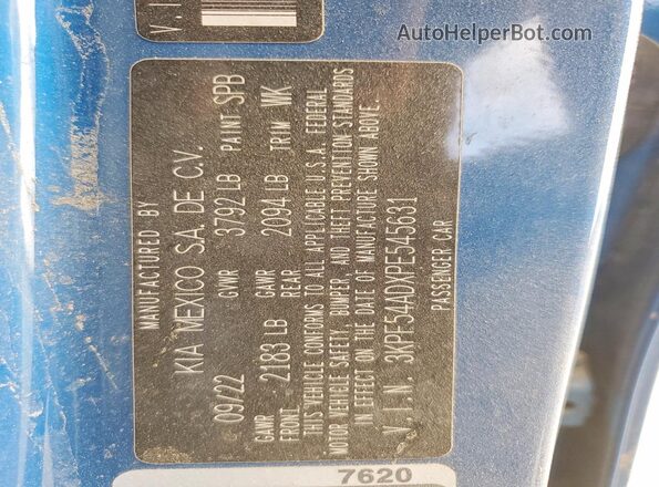 3KPF54ADXPE545631 2023 KIA FORTE Blue Engine compartment view