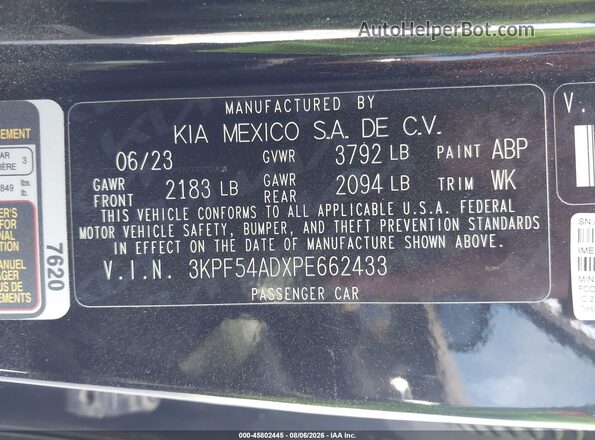 3KPF54ADXPE662433 2023 KIA FORTE Black Vista del compartimento del motor