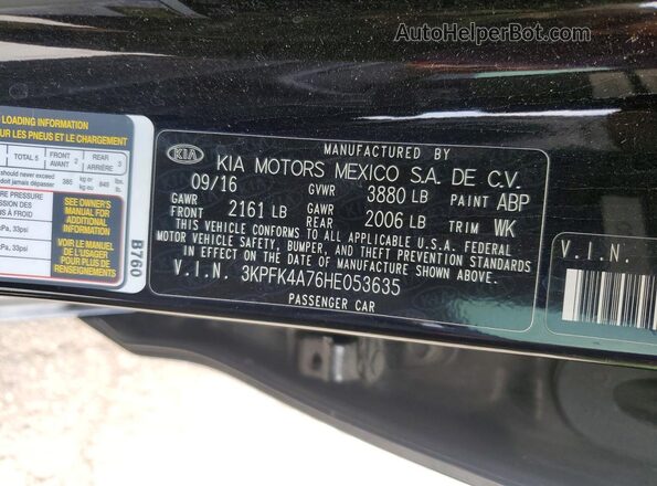 3KPFK4A76HE053635 2017 KIA FORTE Black Engine compartment view