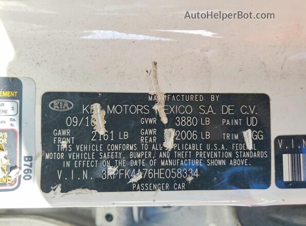 3KPFK4A76HE058334 2017 KIA FORTE White Вид підкапотного простору