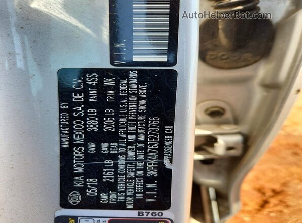 3KPFK4A76JE273766 2018 KIA FORTE Silver Engine compartment view