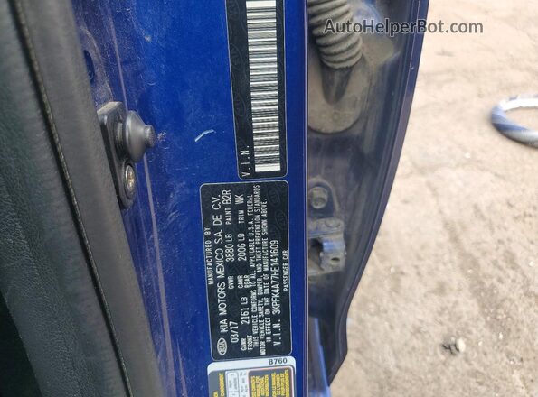 3KPFK4A77HE141609 2017 KIA FORTE Синий Вид наклейки с VIN-кодом