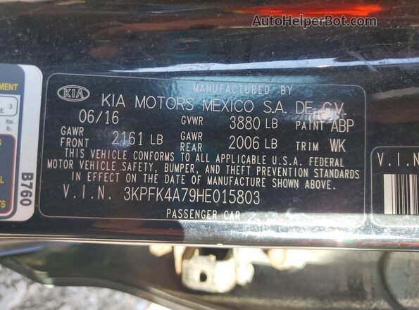 3KPFK4A79HE015803 2017 KIA FORTE Black Շարժիչի բաժամունքի տեսք