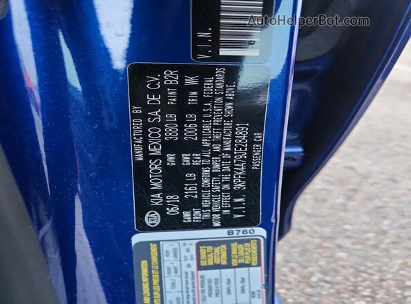3KPFK4A79JE284891 2018 KIA FORTE Blue ძრავის განყოფილების ხედი