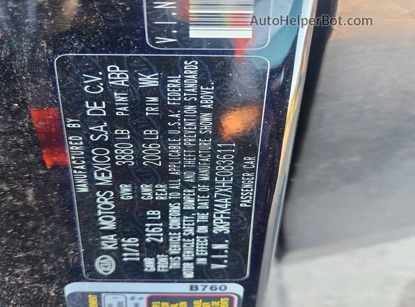 3KPFK4A7XHE083611 2017 KIA FORTE Black Շարժիչի բաժամունքի տեսք