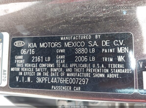 3KPFL4A76HE007297 2017 KIA FORTE Brown Вид підкапотного простору