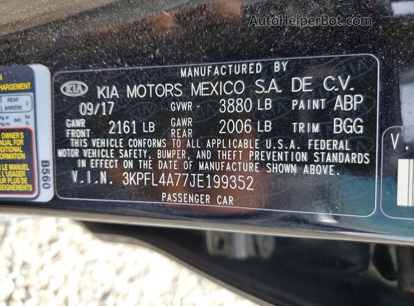 3KPFL4A77JE199352 2018 KIA FORTE Black Вид підкапотного простору