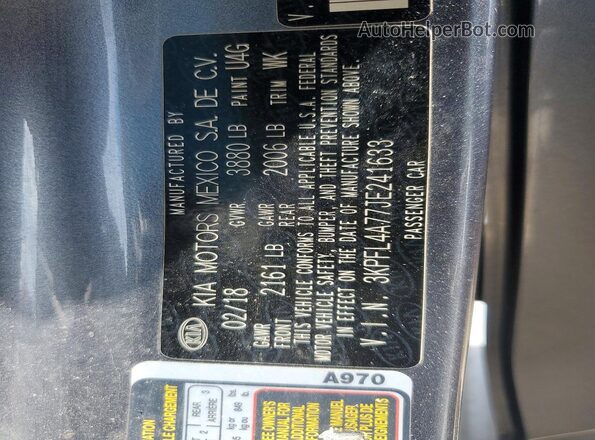 3KPFL4A77JE241633 2018 KIA FORTE Silver Engine compartment view