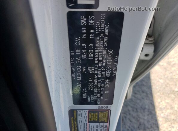 3KPFT4DE0SE014750 2025 KIA K4 White 