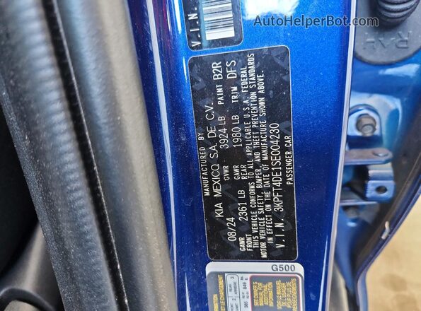 3KPFT4DE1SE004230 2025 KIA K4 Blue ძრავის განყოფილების ხედი